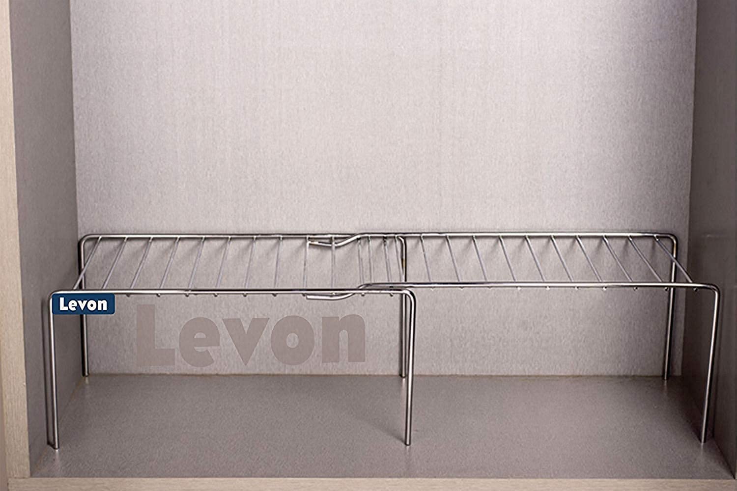 LEVON Stainless Steel Kitchen Dish Rack Expandable Storage Shelves for Kitchen Cabinets Multipurpose Organizer Extend Up to 580 mm with Anti-Rust Nano Coating