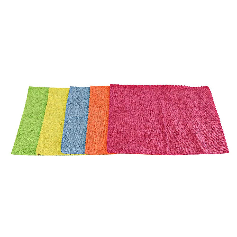 Kleeno Cello Microfiber Multipurpose Cloth | Ideal for All Surfaces | Durability & Machine Washable | Microfiber Cloth for Car, Bike & Kitchen Cleaning | Ecofriendly | Multicolour |Set of 5