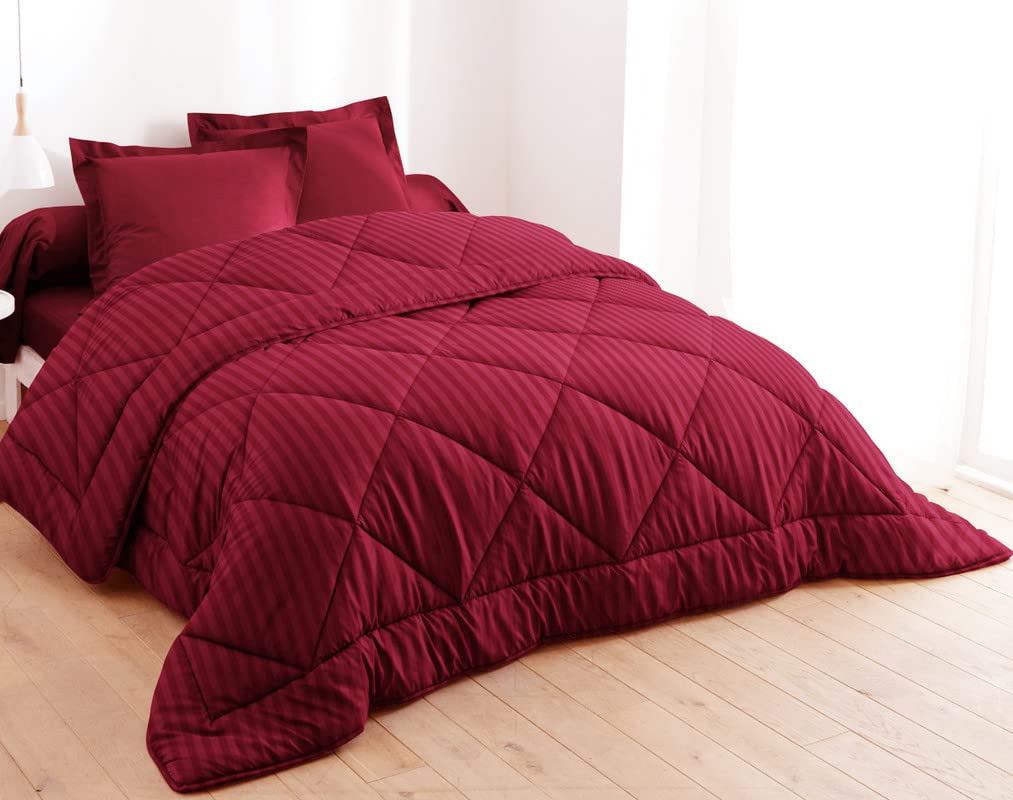 VAS COLLECTIONS 210 TC Satin Stripes Reversible AC Comforter/Blanket for Winter/Quilt/Duvets for King Size Double Bed 220 GSM for Home/Hotel/Hospital Uses (230X250 cm - Red & Maroon)