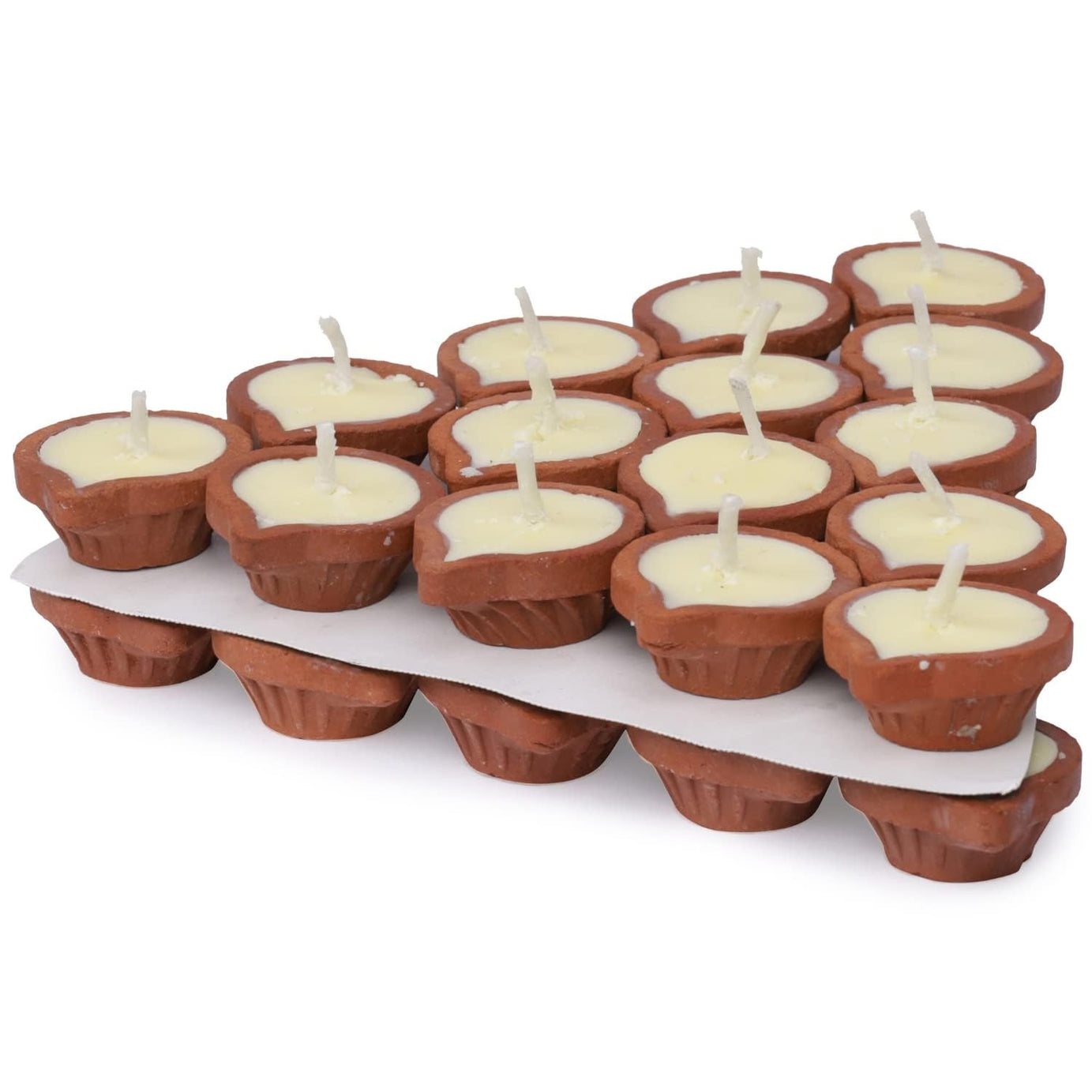 Welburn Veda&Co Pure Unscented Cow Ghee Diya For Puja-30 Pieces, Upto 45 Minutes Burn Time, Ghee Blended Filled Clay Diya Batti, Ready To Use Diwali Diyas For Daily Pooja, One Month Pack, Others