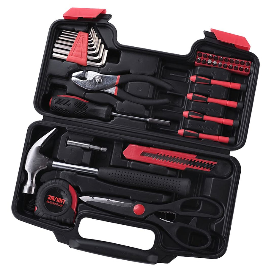 Cheston 39 piece Hand Tool Kit | Non-Slip & Corrosion Resistant Handles | Multi-Utility Household & Professional Hand Tools | Screwdriver, Socket Set, Wrench, Pliers (39-in-1)