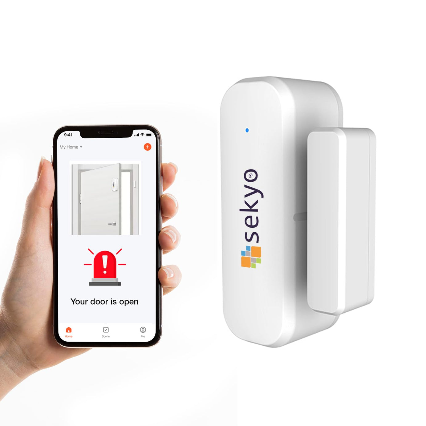 Sekyo WiFi Smart Door Sensor Alarm for home | Magnetic Wireless Door Open Alarm Security System | Real-time Notification on Smartphone | Wifi Required | App Control | Easy Installation (Pack of 1)