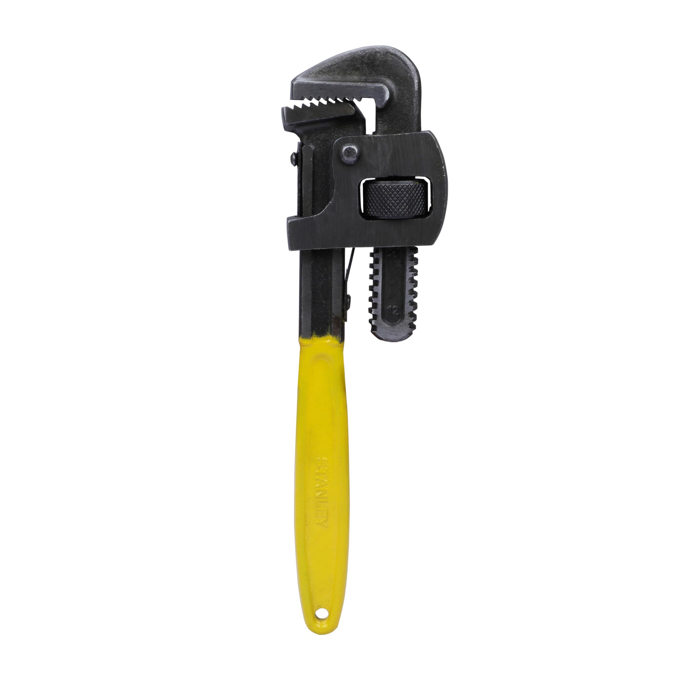 STANLEY 71-642 12'' 300 mm Stilson Type Pipe Wrench Ideal for Construction & Heavy-Duty Applications for Industrial & Professional Use, YELLOW & BLACK