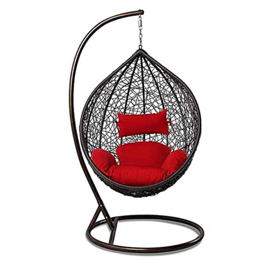 Indiid Homes Furniture Swing Chair with Stand & Hook-Outdoor/Indoor/Balcony/Garden/Patio (Standard) Rattan Wicker/Hanging Swing Chair with Cushions