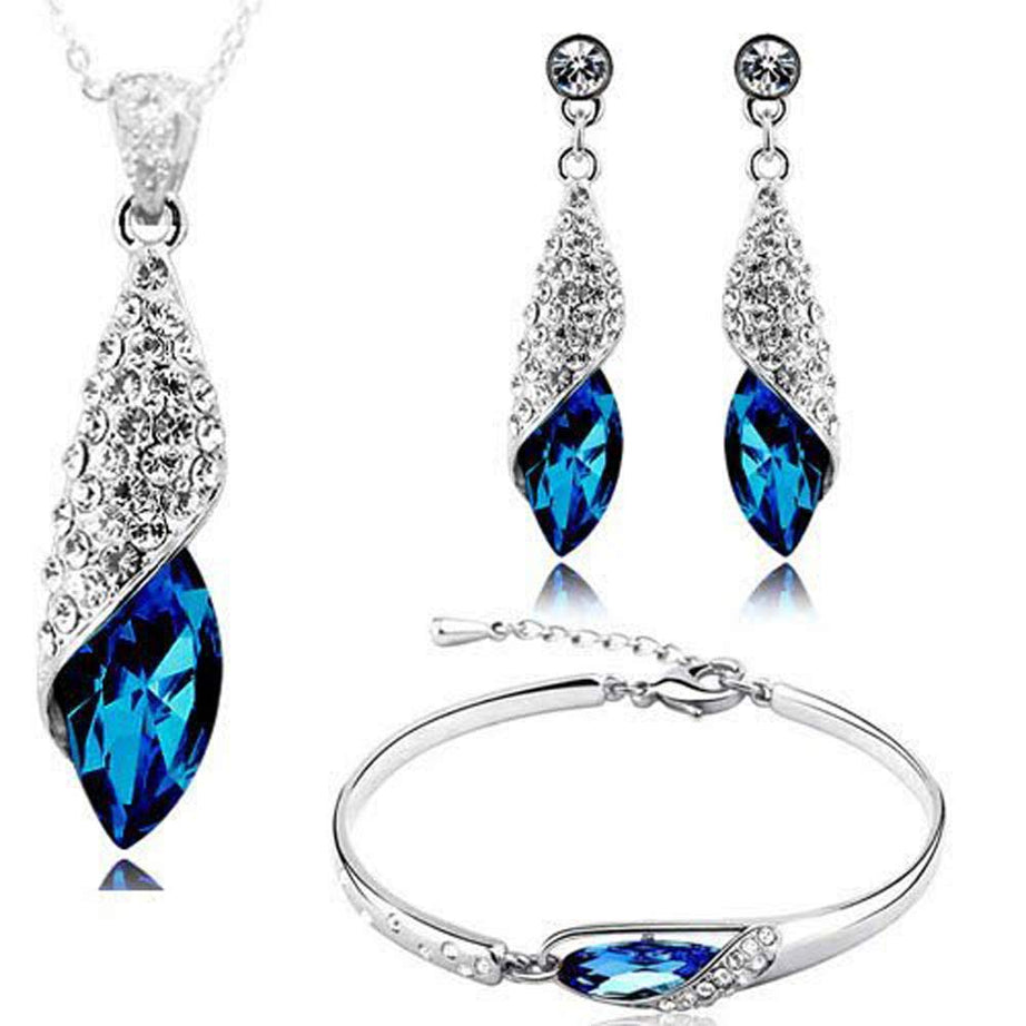 Shining Diva Valentine Gift Italian Designer Non Precious Metal Jewellery Set for Women (Blue) (Rrsdcmb208)