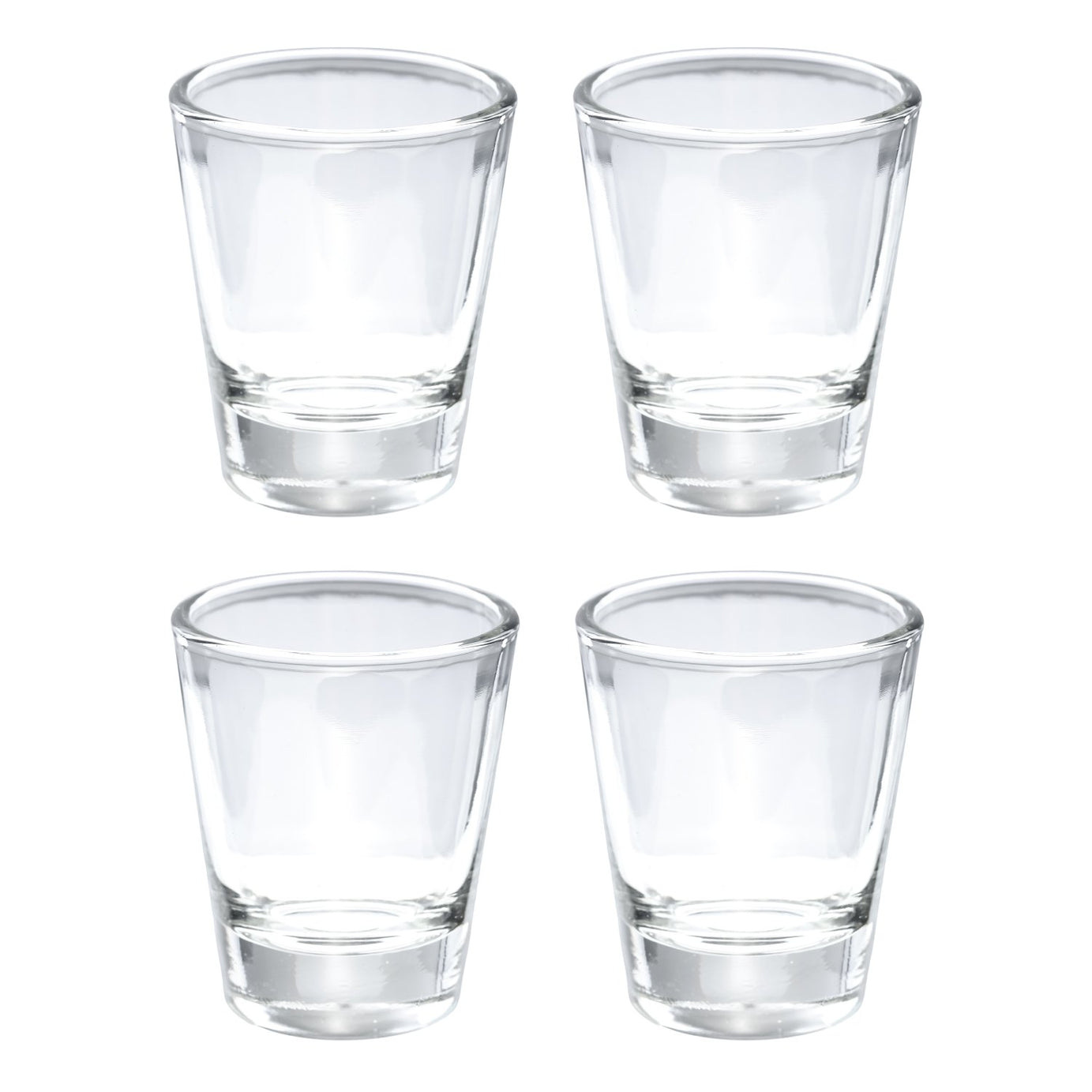 Incrizma Glassware - Imported, Round 1.5 oz Shot Glass with Heavy Base, Clear Glass, Set of 4