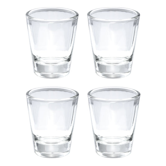 Incrizma Glassware - Imported, Round 1.5 oz Shot Glass with Heavy Base, Clear Glass, Set of 4