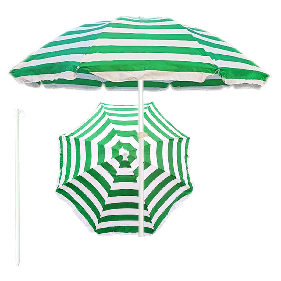 RAINPOPSON Garden Umbrella without Stand 7ft Outdoor Big Size Canopy Patio Umbrella (Green White)