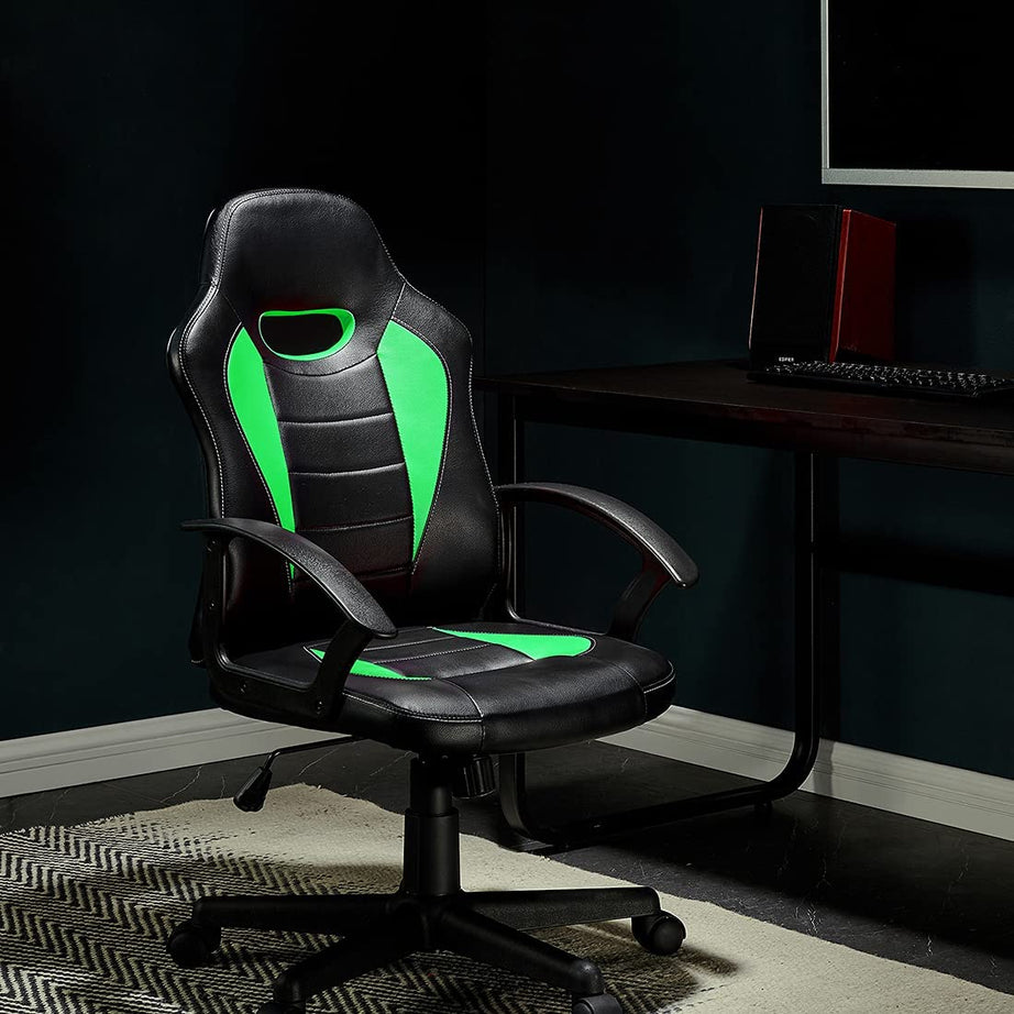 BANTIA FURNITURES Multi Functional Ergonomic Gaming/Office Premium Soft Fabric Chair Best In Class Comfort (Black & Green)