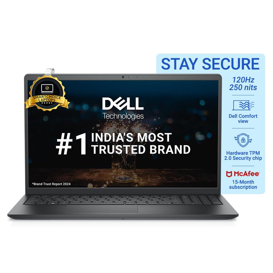 Dell [Smartchoice] Core i3-1215U, 12th Gen (8GB RAM/512GB SSD/FHD/Window 11/MS Office' 21/15"(38 cm)/15 Month McAfee/Black/1.48kg Laptop