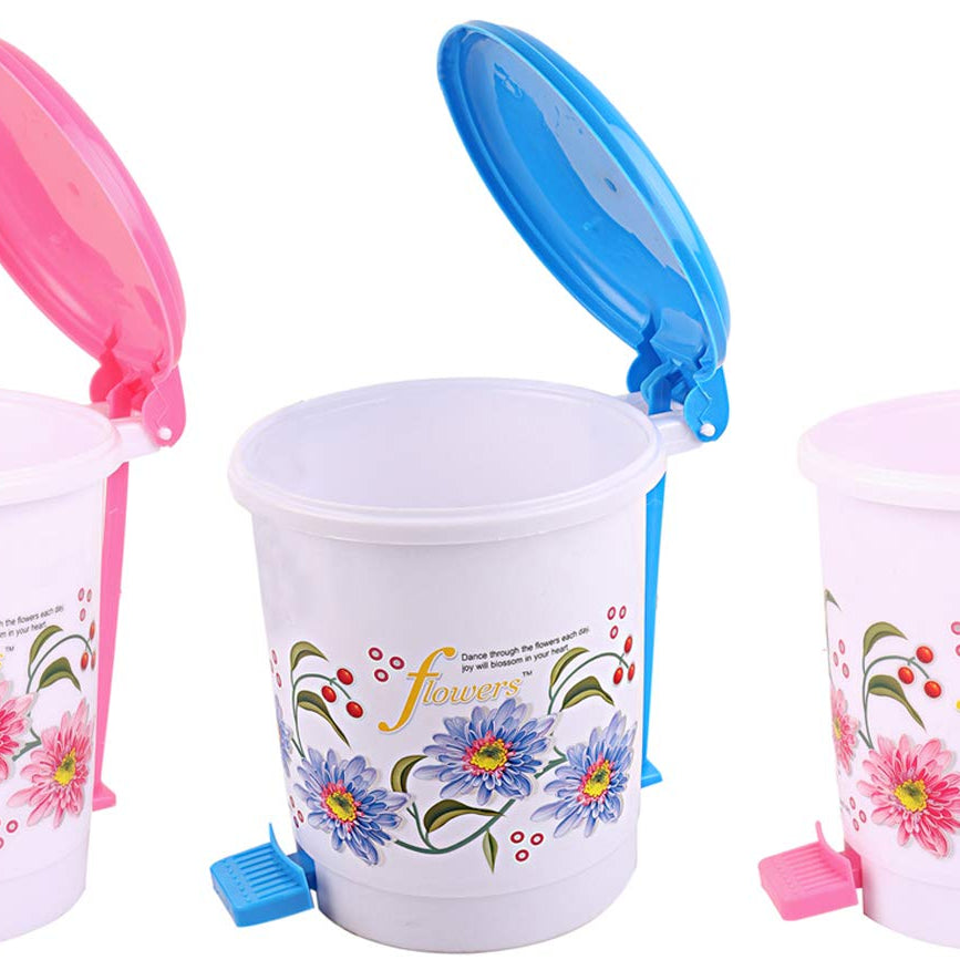 Kuber Industries Floral Design 3 Pieces Plastic Dustbin, 2.5 Litres,multi,Standard,CTKTC04062