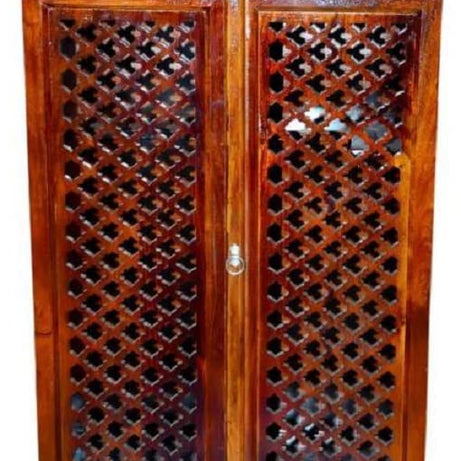 Varsha Furniture Solid Sheesham Wooden Home Temple/Mandir/God Stand/Pooja Stand/Home Mandap/Mandapam with Doors & Storage Drawers| Devotional