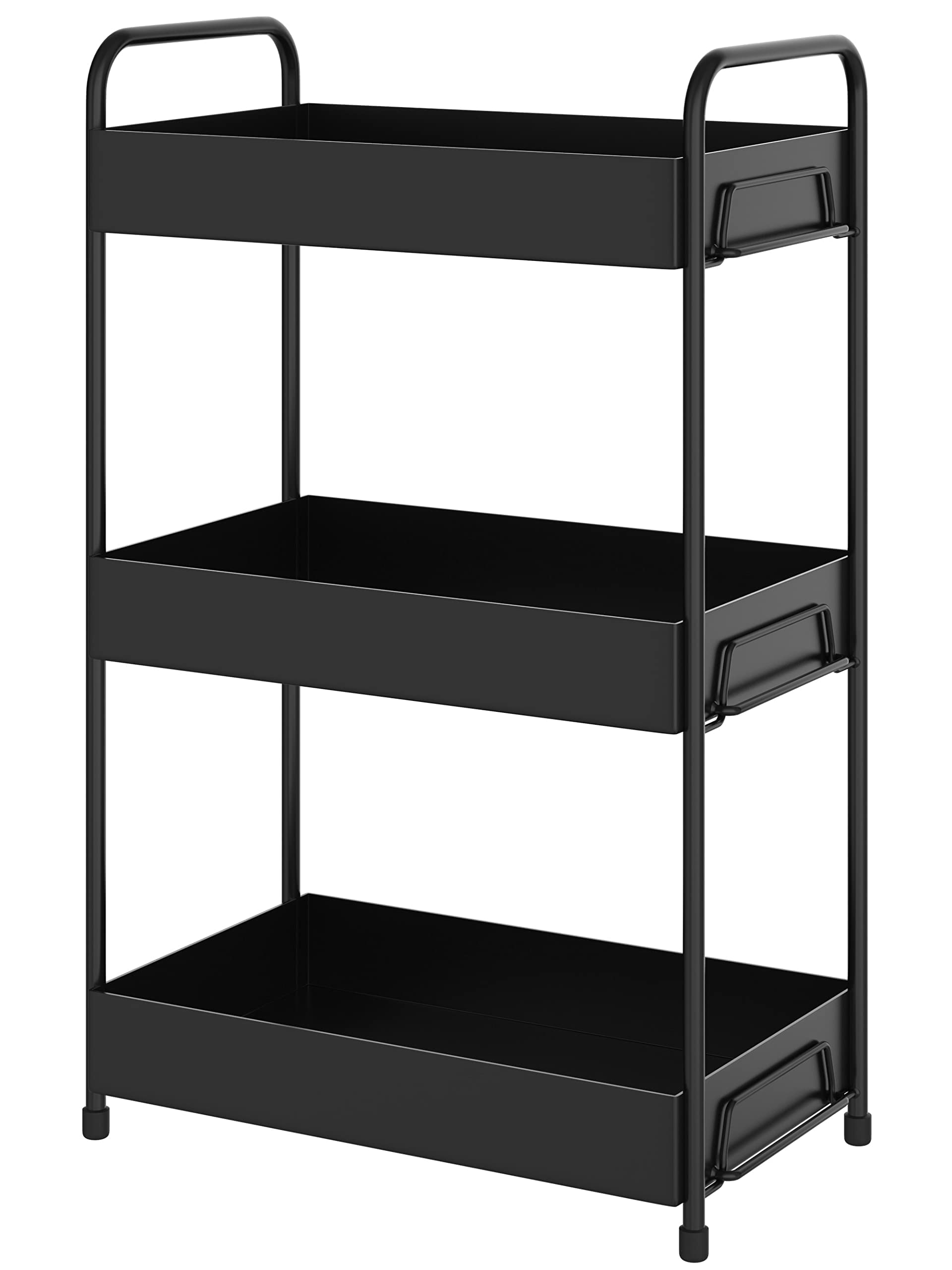 APPUCOCO Iron Metal Heavy Duty Stand 3-Tier multistorage/Multipurpose Standing Rack for Home, Bathroom Countertop Storage Shelf, Cosmetic Organizer Holder Kitchen Spice Rack, Black