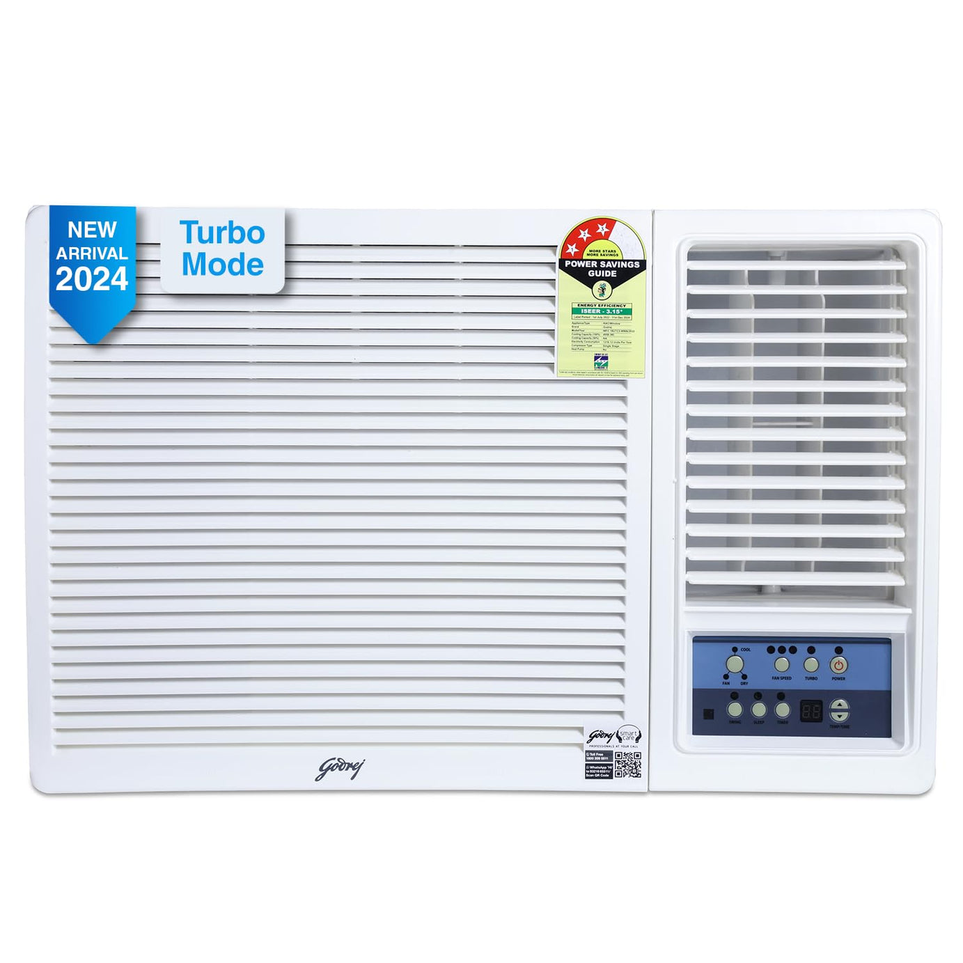 Godrej 1.5 Ton 3 Star, Turbo Mode Window AC (Copper, Anti-Dust Filter, Anti-Freeze Thermostat, 2024 Model, AC 1.5T WFC 18UTC3-WWB Window, White)