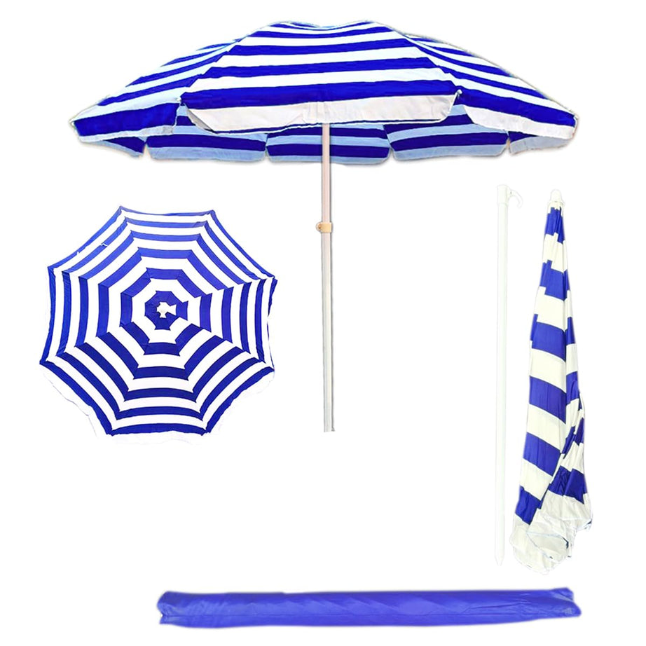 RAINPOPSON Garden Umbrella without Stand 7ft/42In Outdoor Big Size Canopy Patio Umbrella (Blue White)