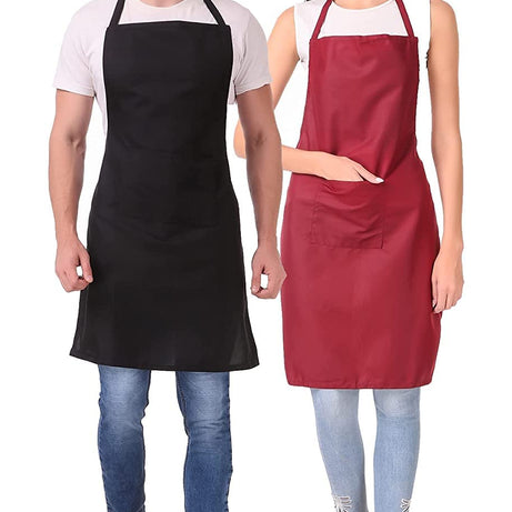 KODENIPR CLUB Waterproof Kitchen Apron For Women Men/Waterproof Apron (Pack of 2 Pieces, Black & Maroon)