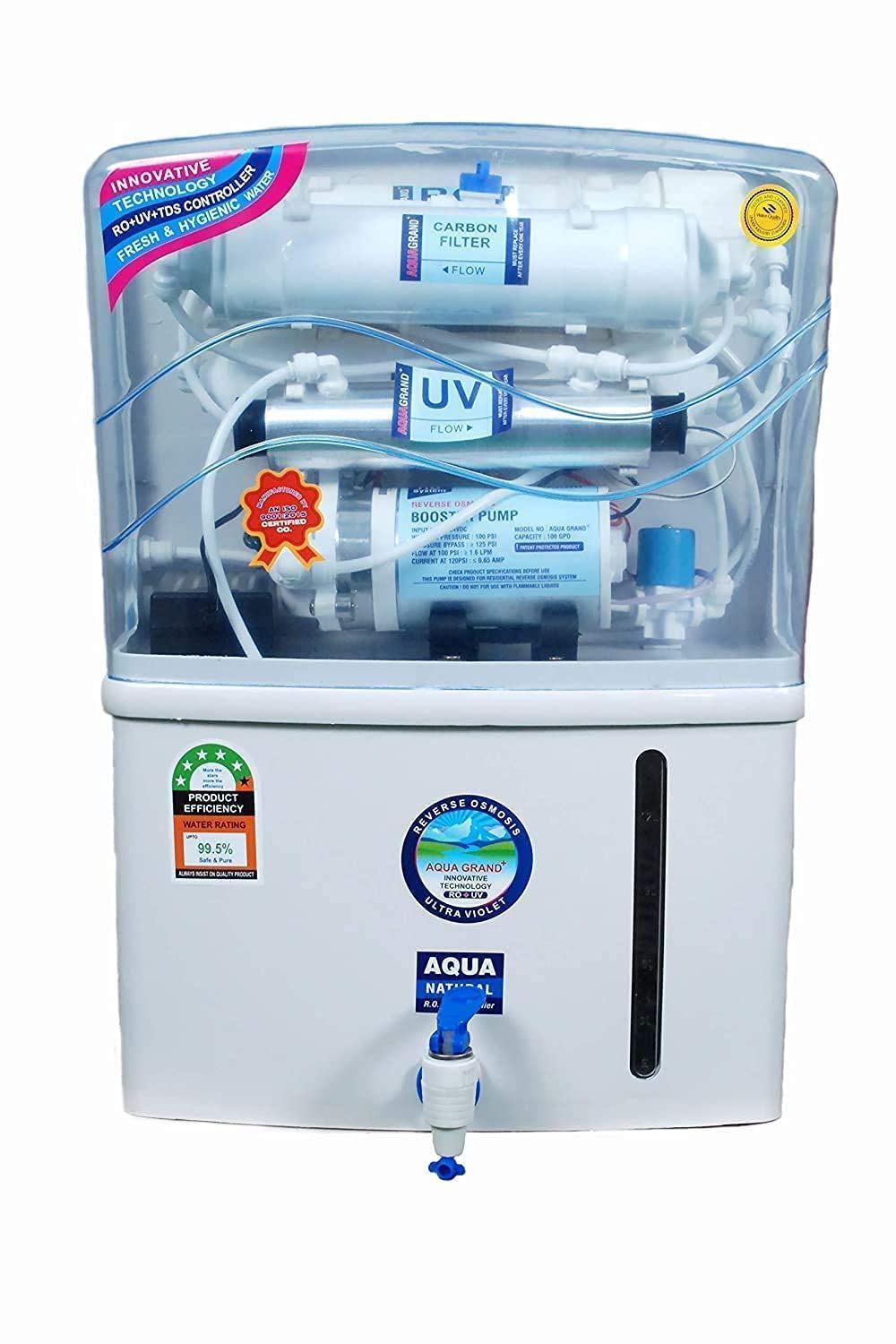 Aqua Natural Swift RO+UV+UF TDS Controller Swift Fresh Ro Water Purifier Filter For Home with Complete Pre Filter Set | Kitchen 12L Per Hour Capacity, Convenient for Borewell