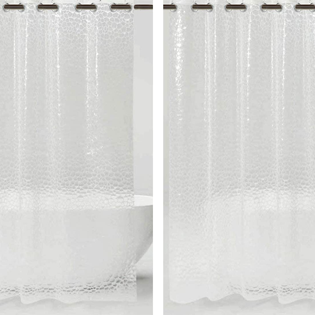 Kuber Industries 0.20mm 3D Stain Resistant, No Odor Clear Waterproof PVC AC Shower Curtain with Eyelets,7 Feet- Pack of 2 (Transparent)-HS_38_KUBMART21303