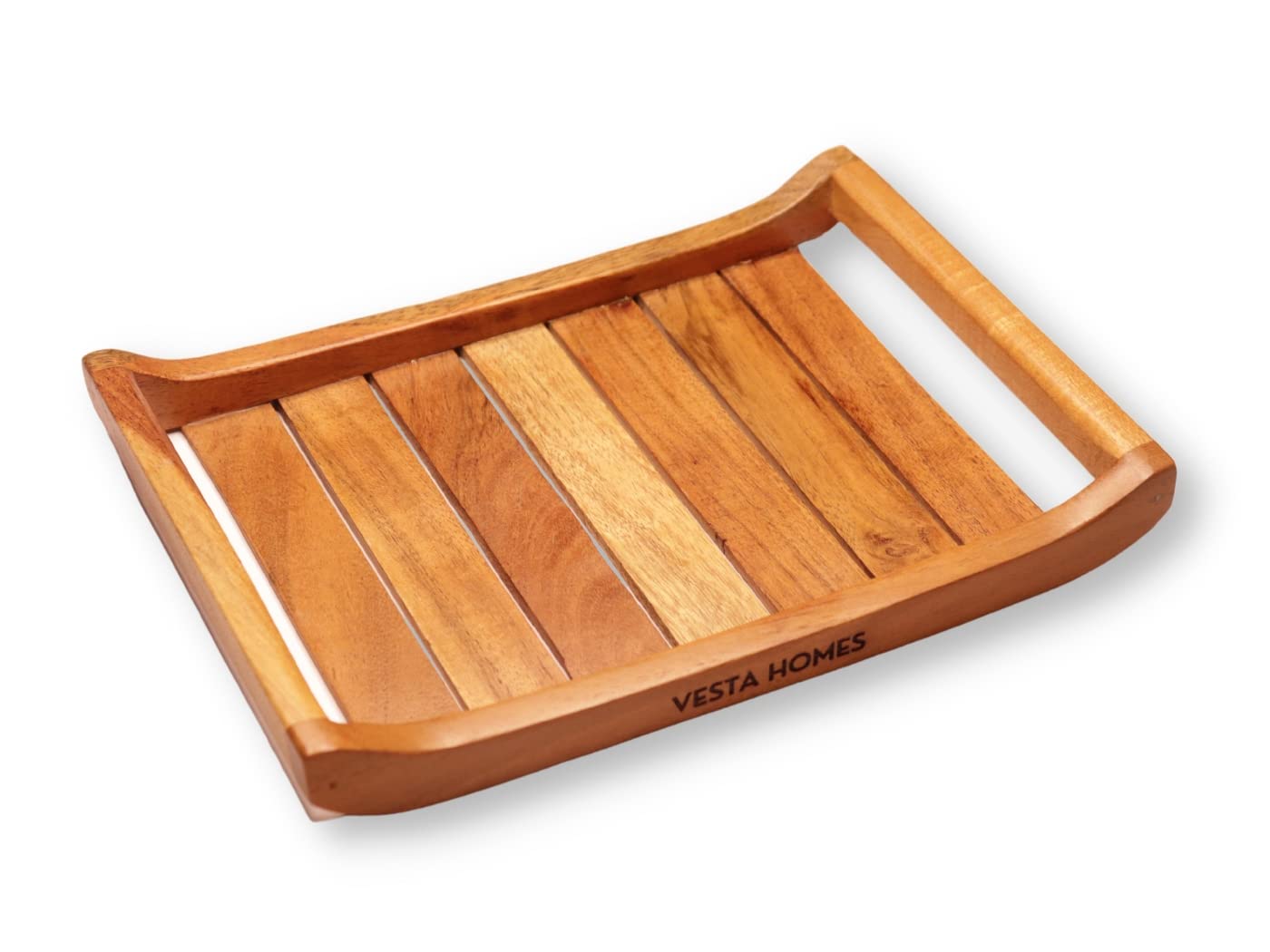 Vesta Homes Wooden Serving Tray For Home, Kitchen, Restaurant, Office Organizer, Dining Table | Premium Acacia Wood | 25 X 18 X 3.5 Cm | Handmade In India, Rectangular