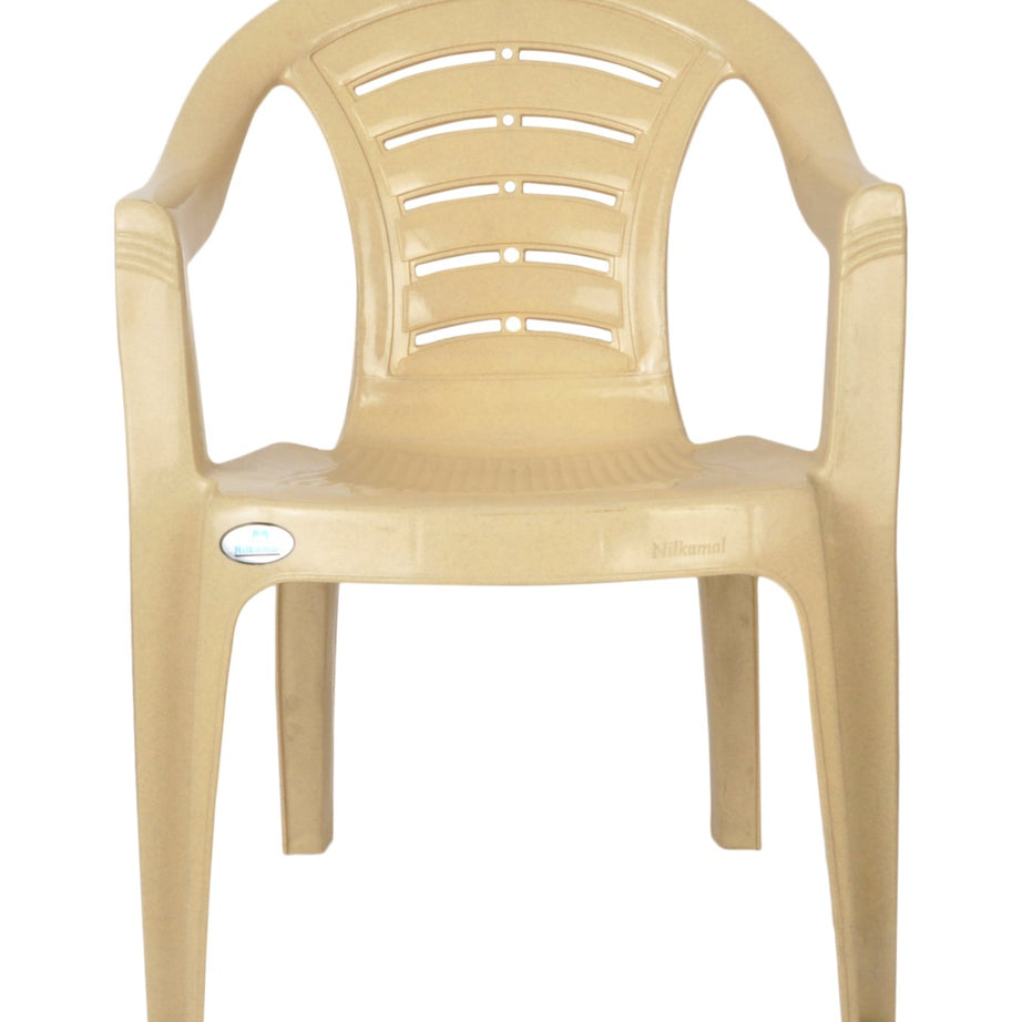 Nilkamal Plastic Arm-Chair (Brown and Beige, CHR_2123)