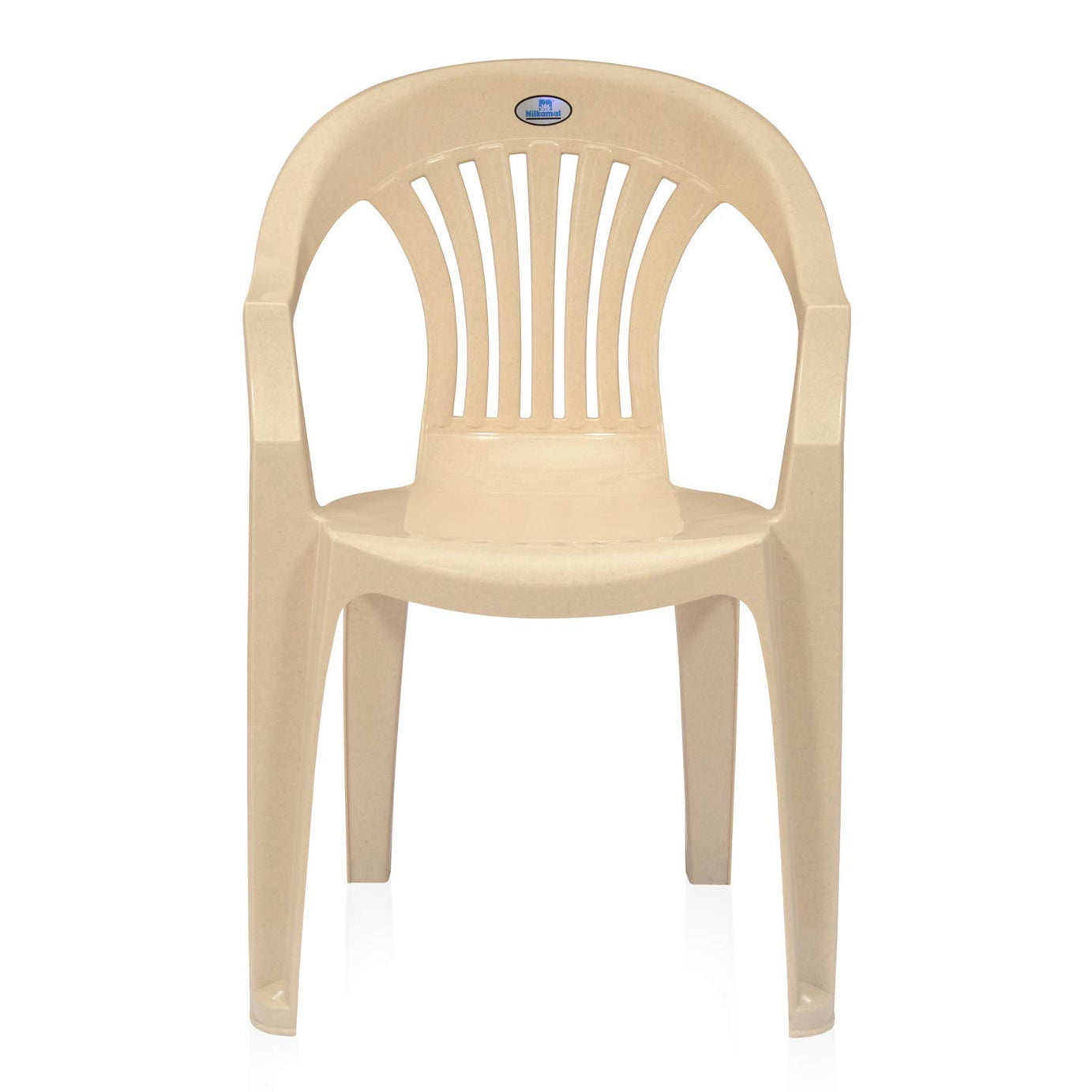 Nilkamal CHR2101 Plastic Mid Back with Arm Chair|Chairs for Home|Dining Room|Bedroom|Kitchen|Living Room|Office - Outdoor - Garden |Dust Free|100% Polypropylene Stackable Chairs|Set of 2|Marble Beige