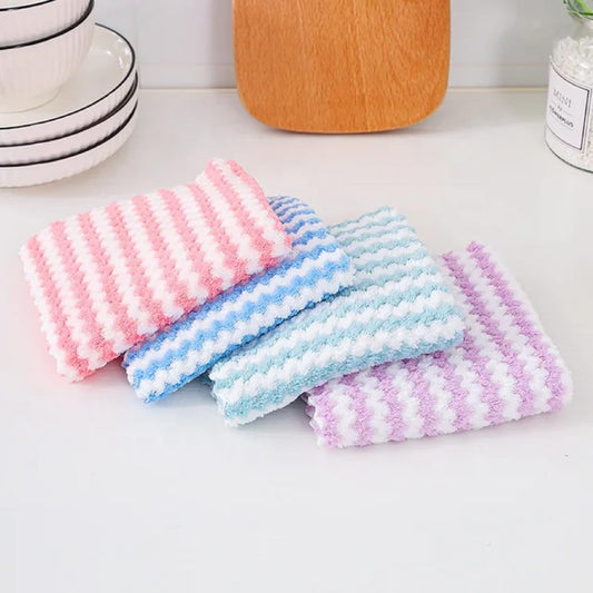 Khillayox Microfiber Cleaning Cloths, 400 GSM Reusable & Washable Cleaning Cloth | Highly Absorbent Lint & Streak-Free Multi-Purpose Wash Cloth for Kitchen Home Floor Car Window, Set of 4-25x25 CM