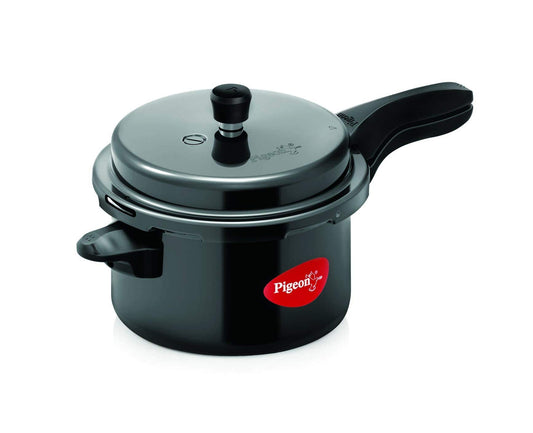 Pigeon by Stovekraft Titanium Hard Anodized Aluminium Outer Lid Pressure Cooker - 5 Litres - Black