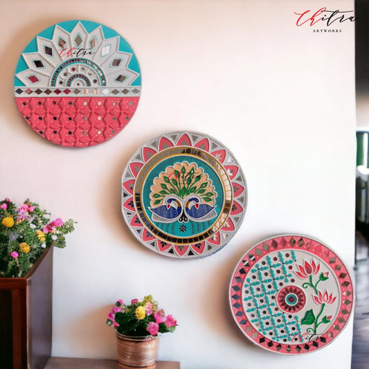 Chitra artworks_Mud Mirror Art Wall Decor(31 cm X 31 cm X 2 cm) (Set)