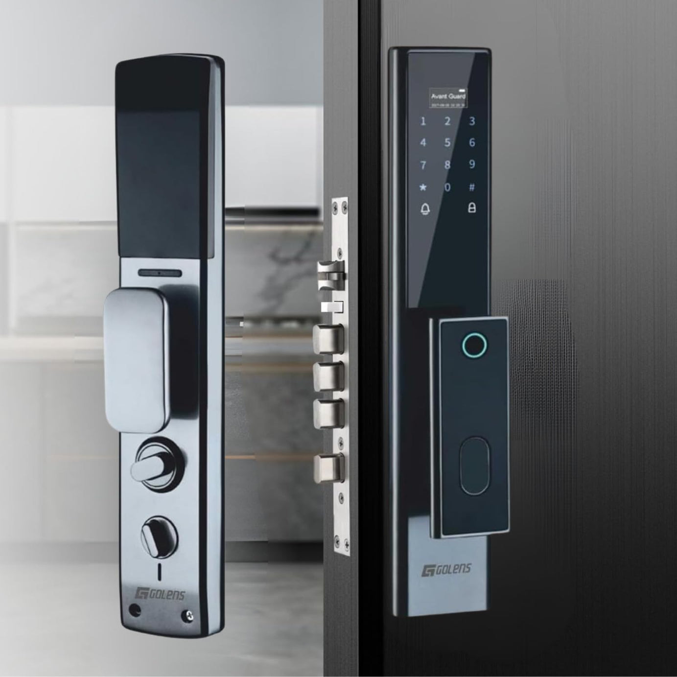 Golens X7 Smart Door Lock | 6 Ways Unlocking | Fingerprint | PIN | OTP | NFC Card | Mobil;e App (| Key | 5 Stainless Steel Bolt | Digital Door Lock 2 Year Warranty