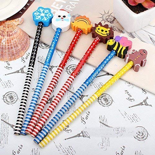 PARTEET Cartoon Printed Pencils with Eraser for Kids (Pack of 24)