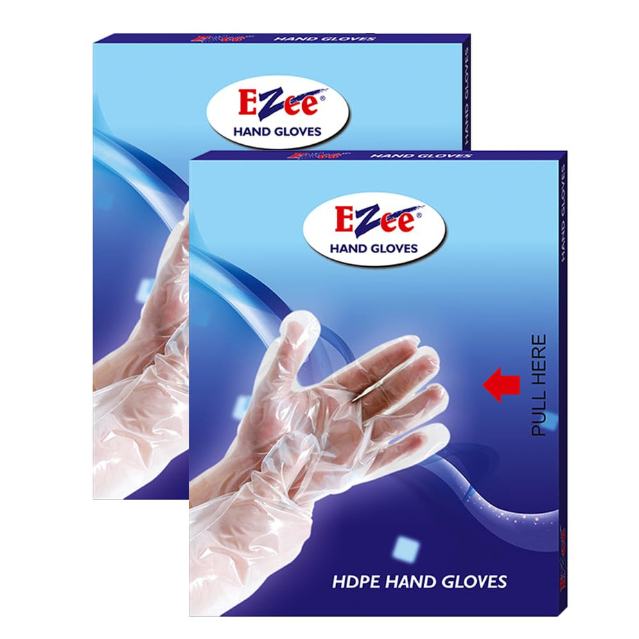 Ezee Multipurpose Disposable Hand Gloves Pack of 200 | Transparent & Disposable Gloves | Universal Size Gloves | For Gardening, Cleaning and Public Areas