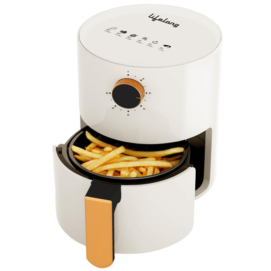 Lifelong Air Fryer | 1 Year Warranty | 800W, 2.5L, Air Fryer for Home, Electric Air-Fryer with 360° Hot Air Circulation Technology & Timer Control, Oil Free Fryer for Bake & Toast (LLHF25, White)