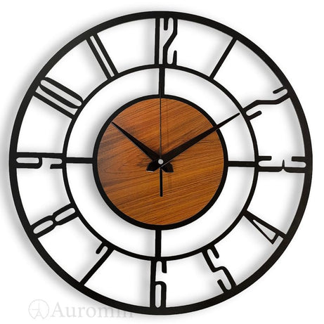 Auromin Antique Metal Wall Clock for Home | Big Size Modern Decorative Wall Watch for Home Decor (English Number, 40 cm)