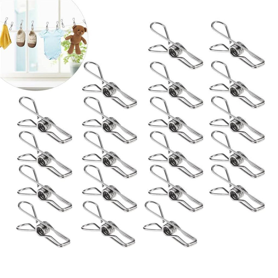 FDSHIP Stainless Steel (Set of 20) Multipurpose Sturdy Clothes Hanging Clips, Clothes Drying Clips, Clothes Pegs, Clothespin,Rust Proof (Small)