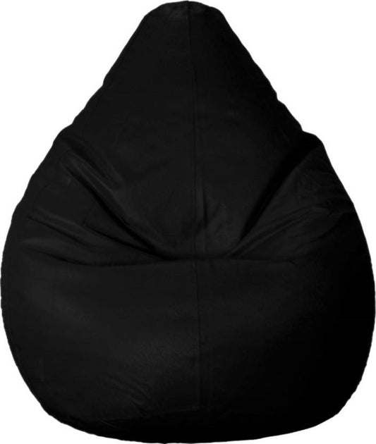 CADDYFULL Large Leatherette Bean Bag Without Beans (Black)