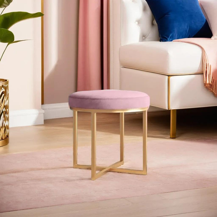 Dence Store Ottoman Pouffes for Sitting/Room Decor - Puffy Stool and Footstools - Ottoman Stool for Living Room Furniture with Storage Round Ottoman-Pink.