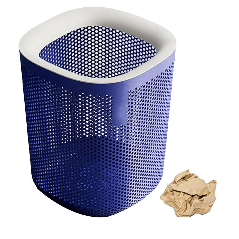 Lucario Trash Can Mesh Bin Waste Paper Basket,Trash can Metal Mesh Waste Paper Bin LightweightTrash Bin for Home or Office,Mesh Round Bins Wastebasket Set for Garbage (BLUE)