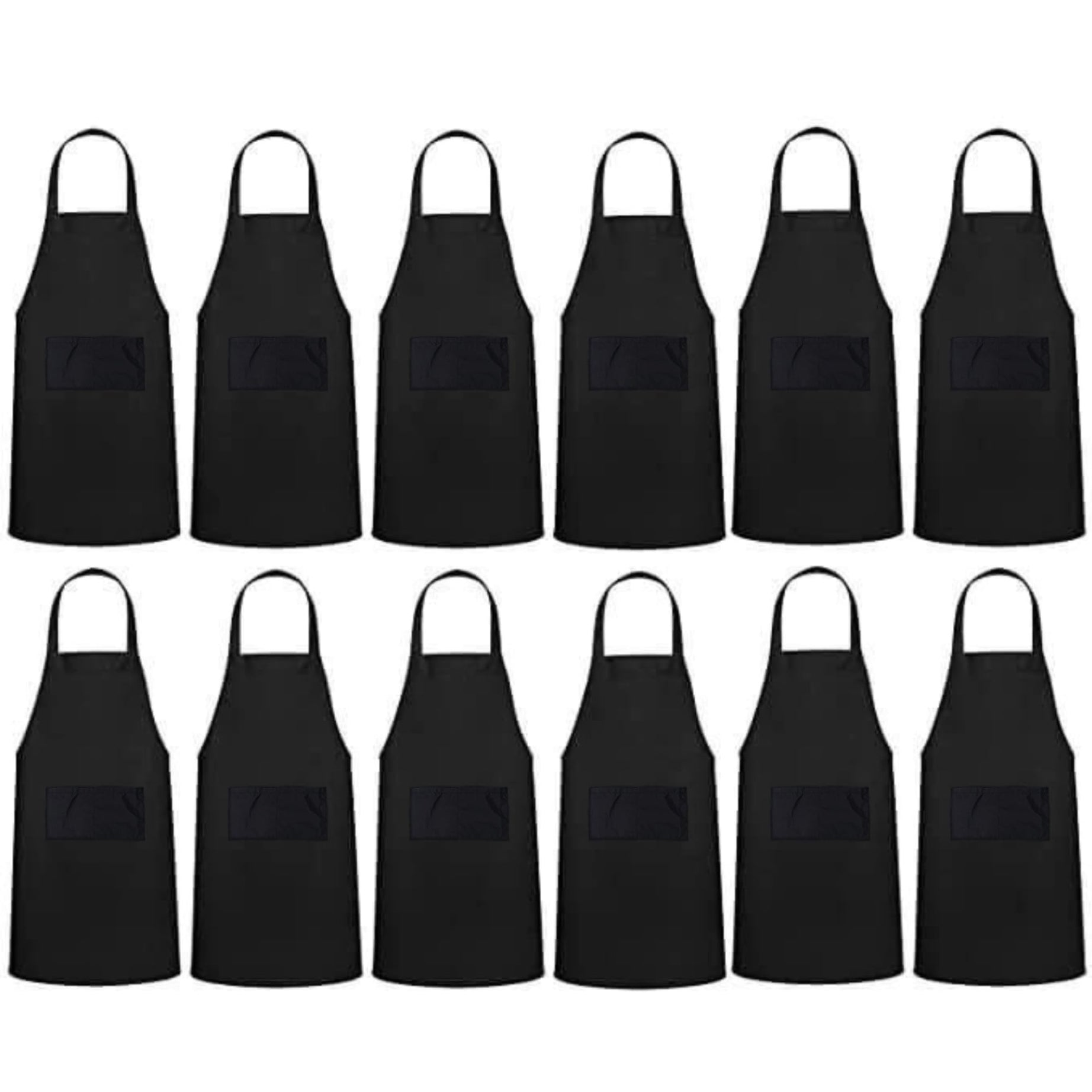 uniformer 12-Pack Apron for Kitchen Unisex Aprons for Men and Women perfect for Home Kitchen, Restaurant, Coffee house, Cooking, Bar, Salon, Barber Shop (Black,12 PCS)