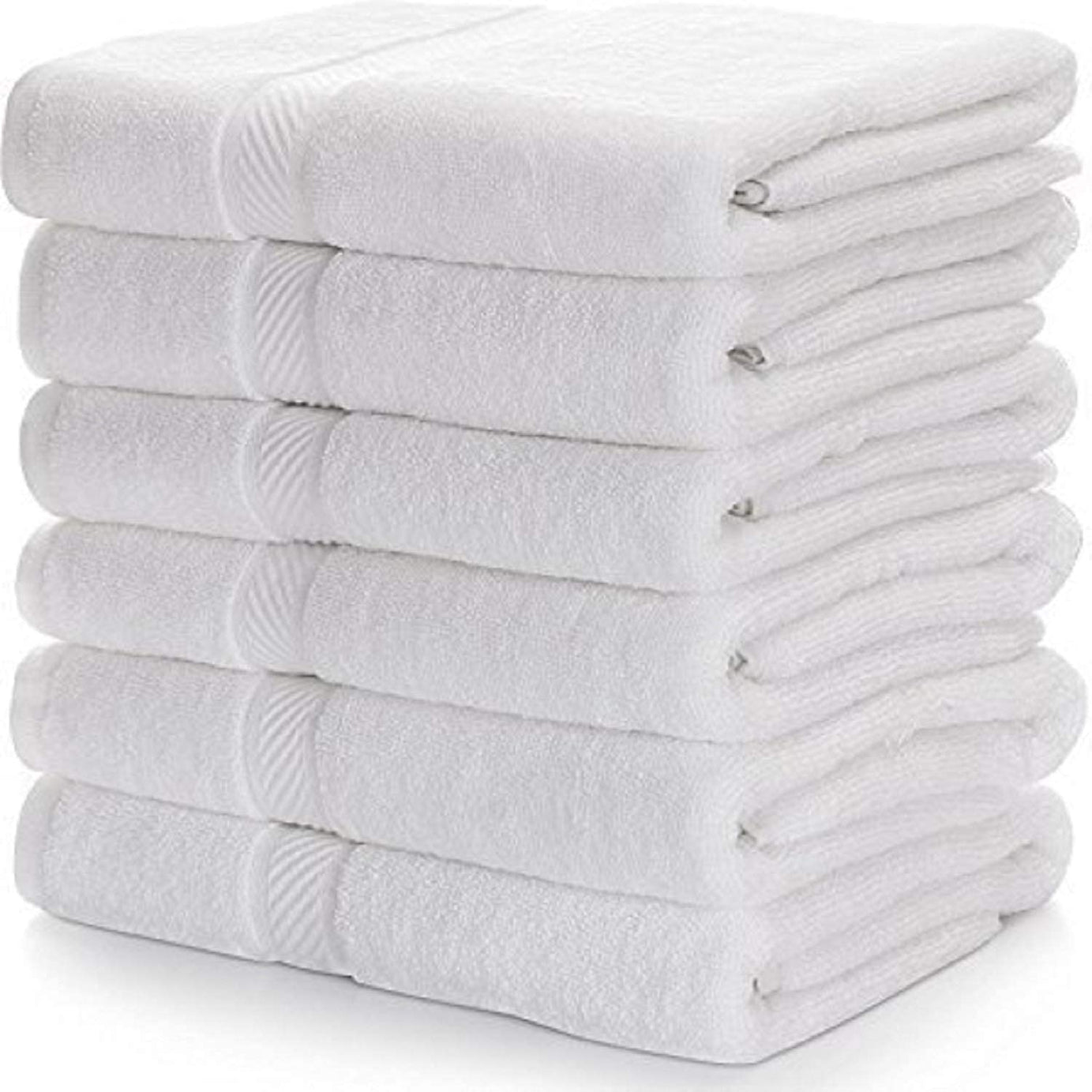 N G PRODUCTS® 100% Cotton Large Full Size White Bath Towels for Hotel and Spa, Super Soft Absorbent Antibacterial, 300 GSM, Full Large Size-60 inch x 30 inch or 152 cm x 76 cm (6 Piece)