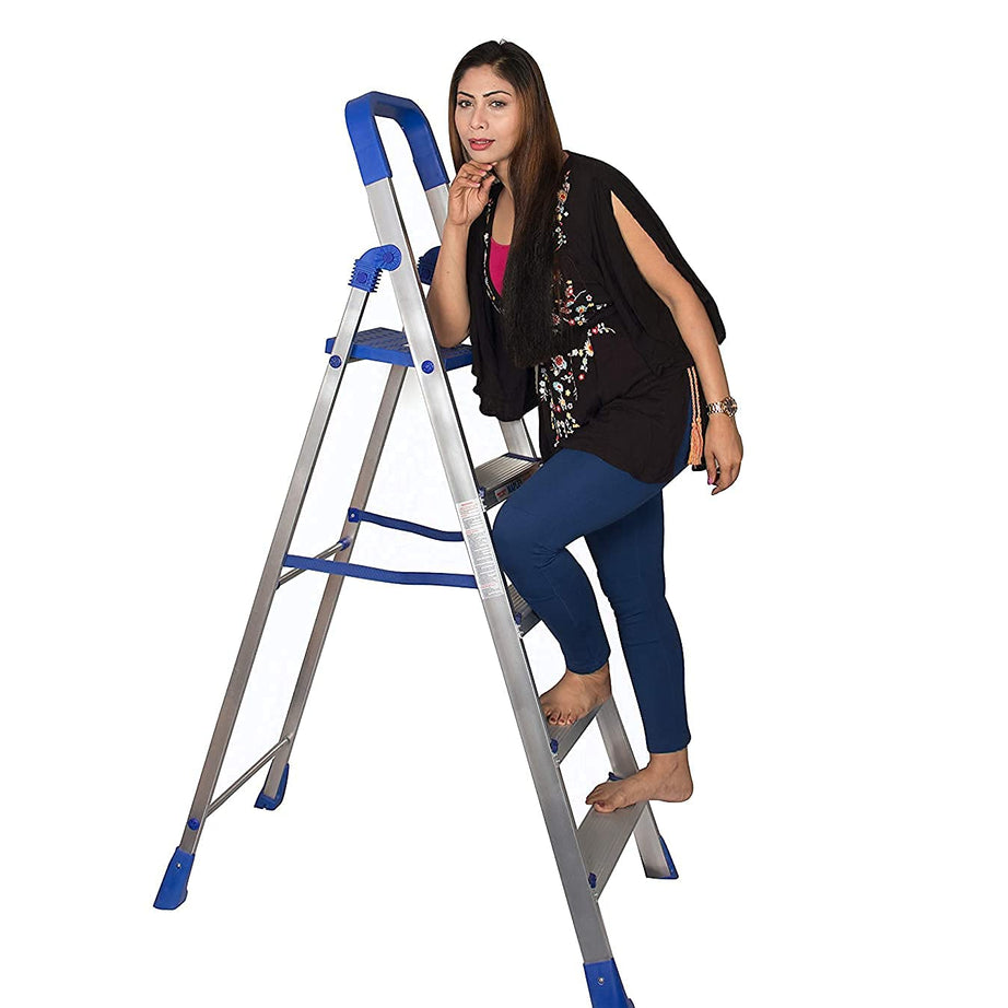 Parasnath Maple 5 Step Light Weight Aluminium Step Ladder 5.2 Ft Heavy Duty Folding Ladder Made in India