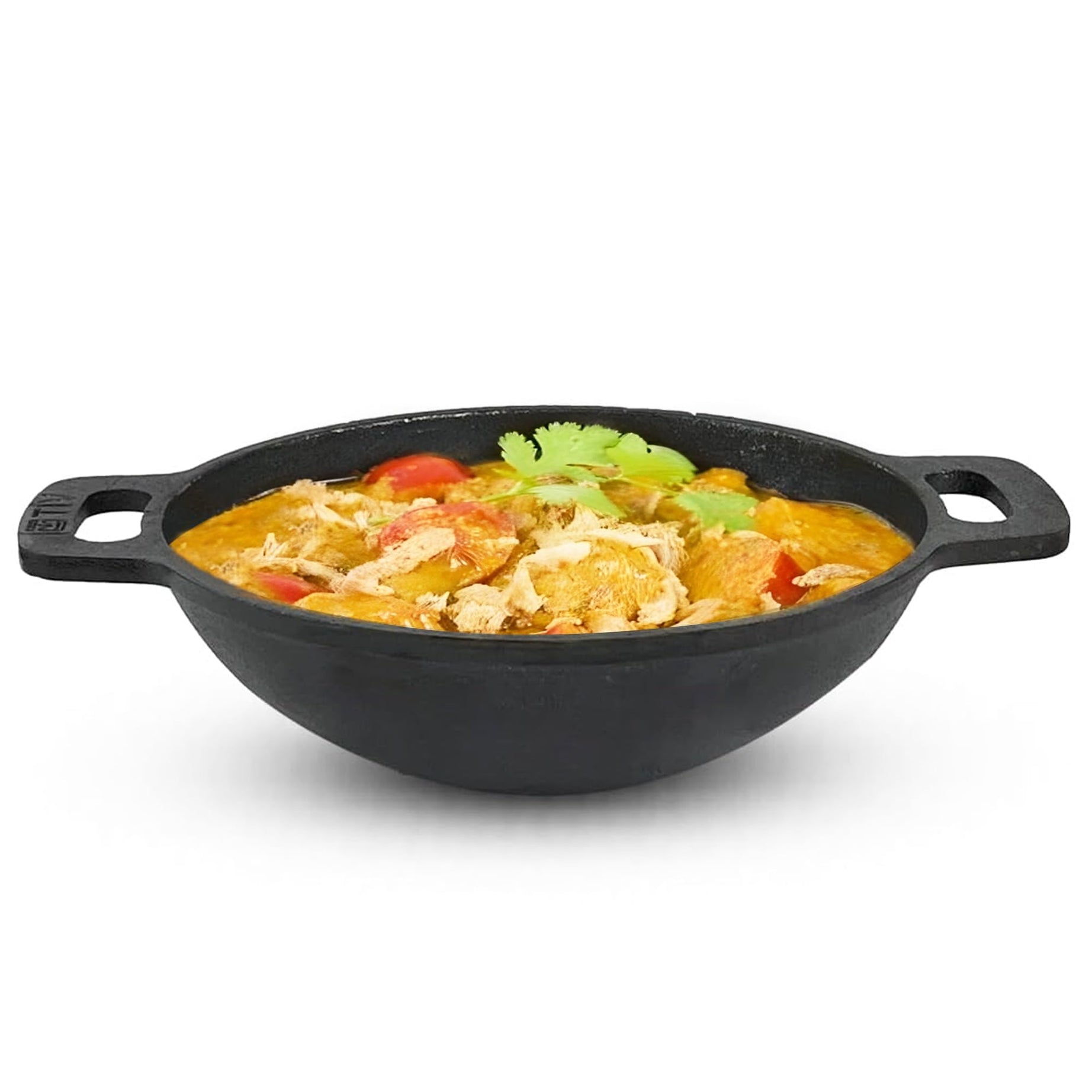 The Indus Valley Pre-Seasoned Cast Iron Kadai with Flat Handle | Medium, 25.6cm/ 10Inch, 2.4Ltr, 2.5kg | Naturally Nonstick Wok Model Kadhai, 100% Pure & Toxin-Free, No Chemical Coating