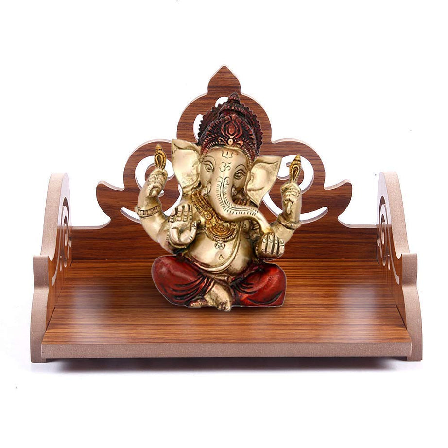 MELANA Art and Craft Wooden Temple Beautiful Plywood Pooja mandir Room Home Decor Office OR Home Temple(Red, Small) (Pack of 1)