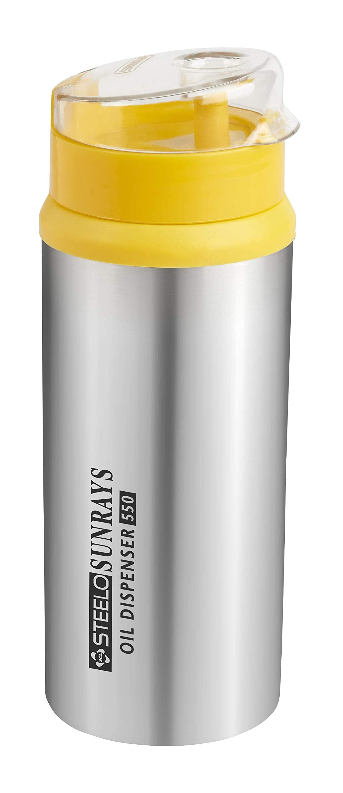 Steelo Sunrays Stainless Steel Oil Dispenser Help in Your Daily Cooking, Ideal Use for Home, Restaurants, Commercial Place and Picnic, 550 ml, Yellow