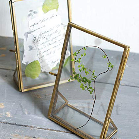 A.H Royal Art Decorative Glass & Brass Table Top Photo Frame (4x6 inch, Golden) ,Tabletop