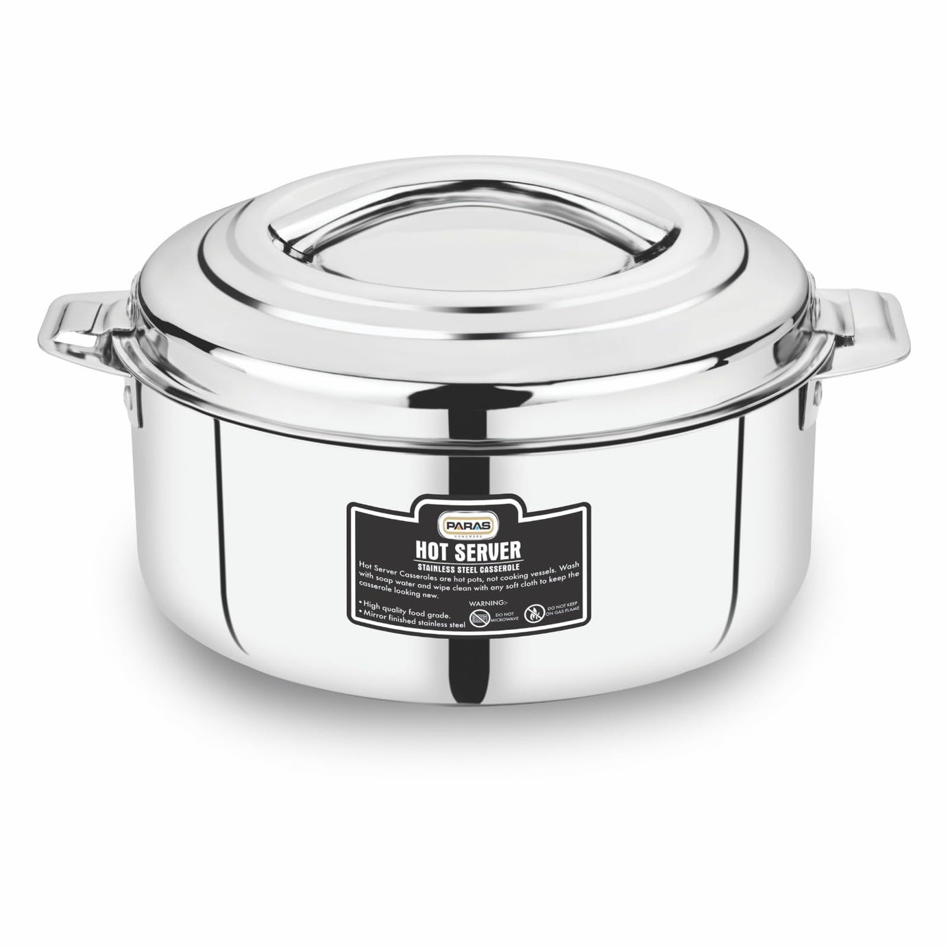 Paras Homeware Hot Server Steel Casserole|Food Grade | Easy to Carry | Easy to Store For Rice, Gravy, Curry|1800ml