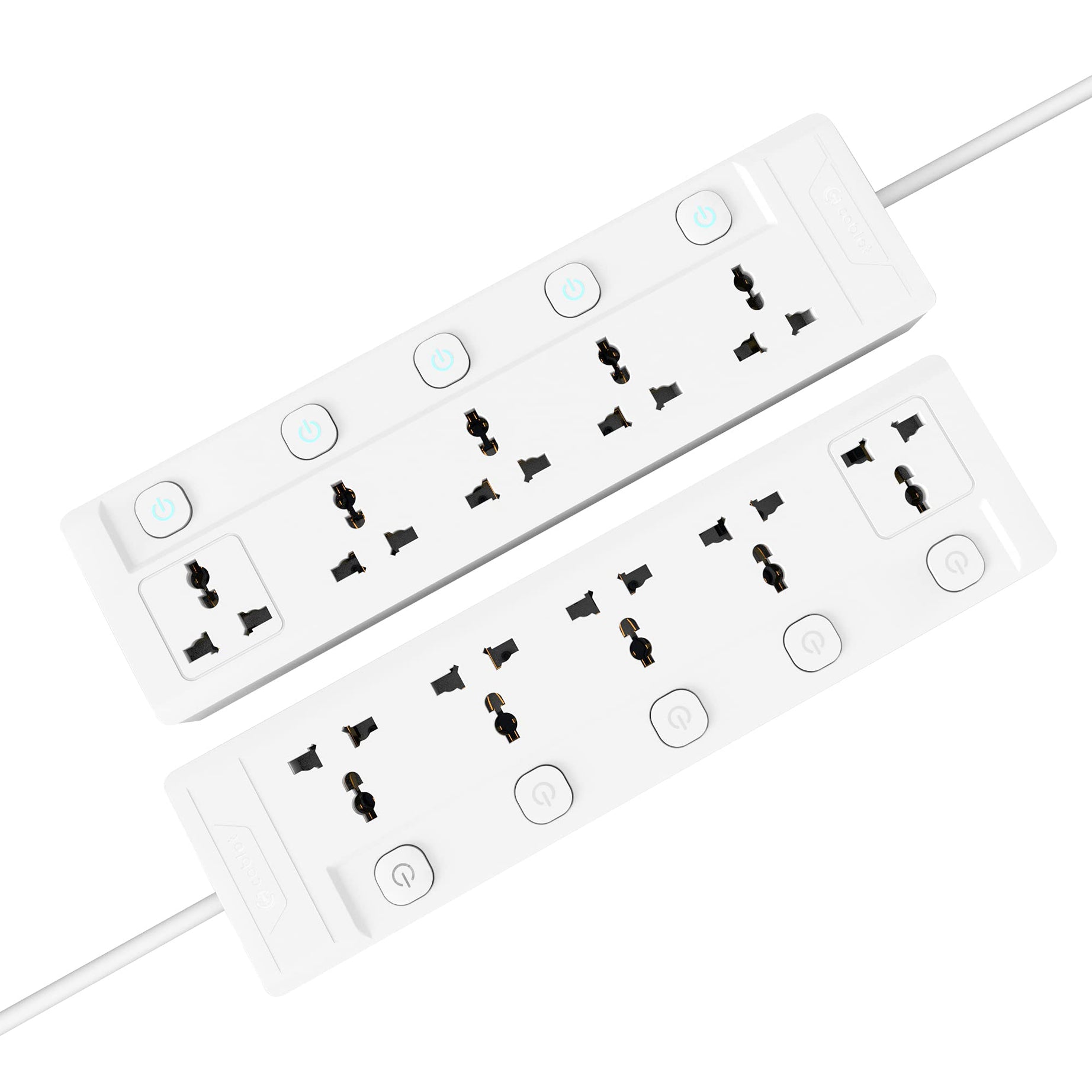 Cablet 5 Way Extension Board - 5 Universal Socket + 5 Switch, 10A and 2500W - 4.5m Heavy Duty Cable - White, Medium (Cablet 5050-45)