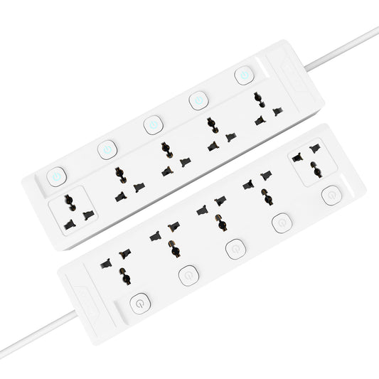 Cablet 5 Way Extension Board - 5 Universal Socket + 5 Switch, 10A and 2500W - 4.5m Heavy Duty Cable - White, Medium (Cablet 5050-45)