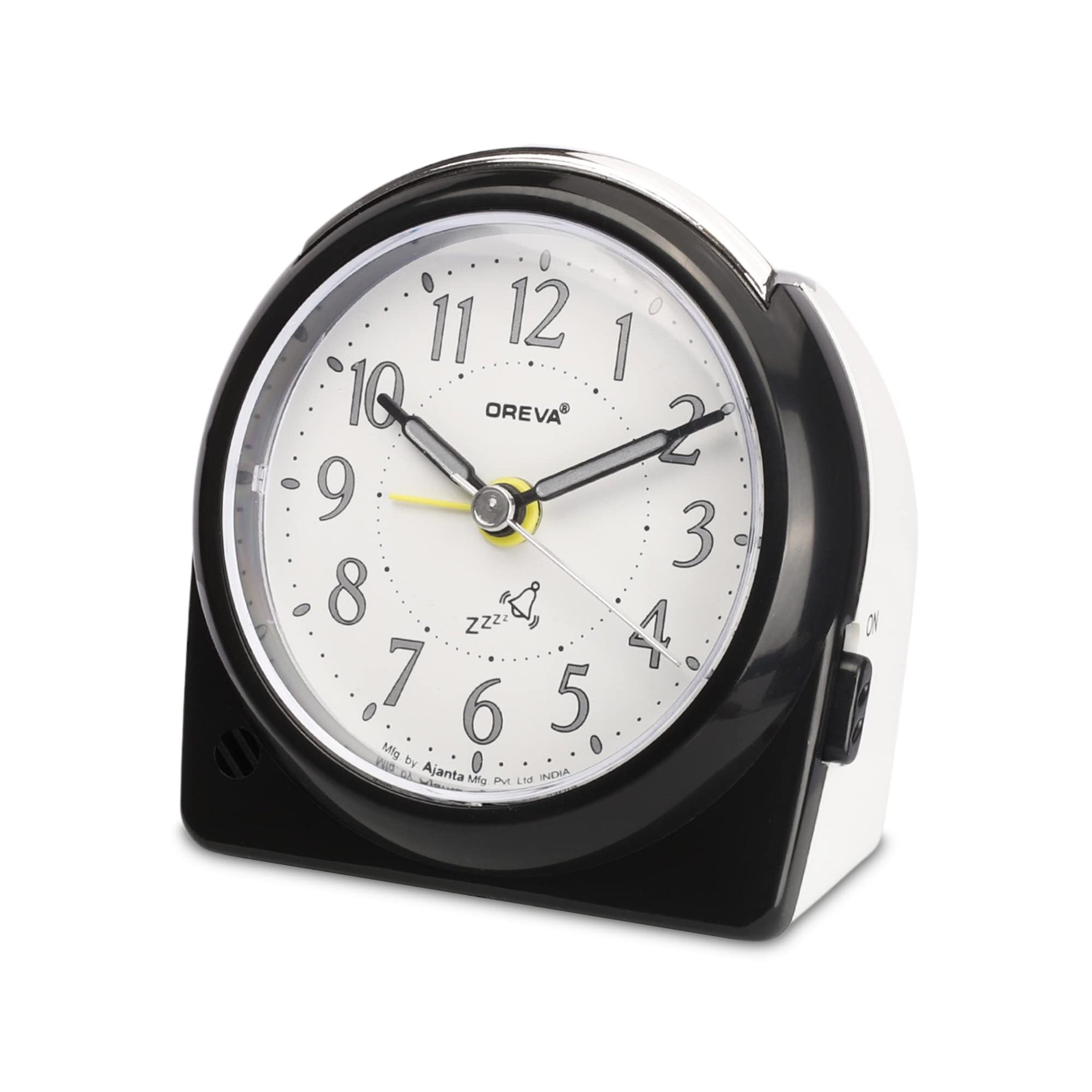 OREVA Alarm Table Clock with 4 Step Snooze Buzzer Sound (9.7 cm x 5.6 cm x 10.1 cm, AA3087)(Black)