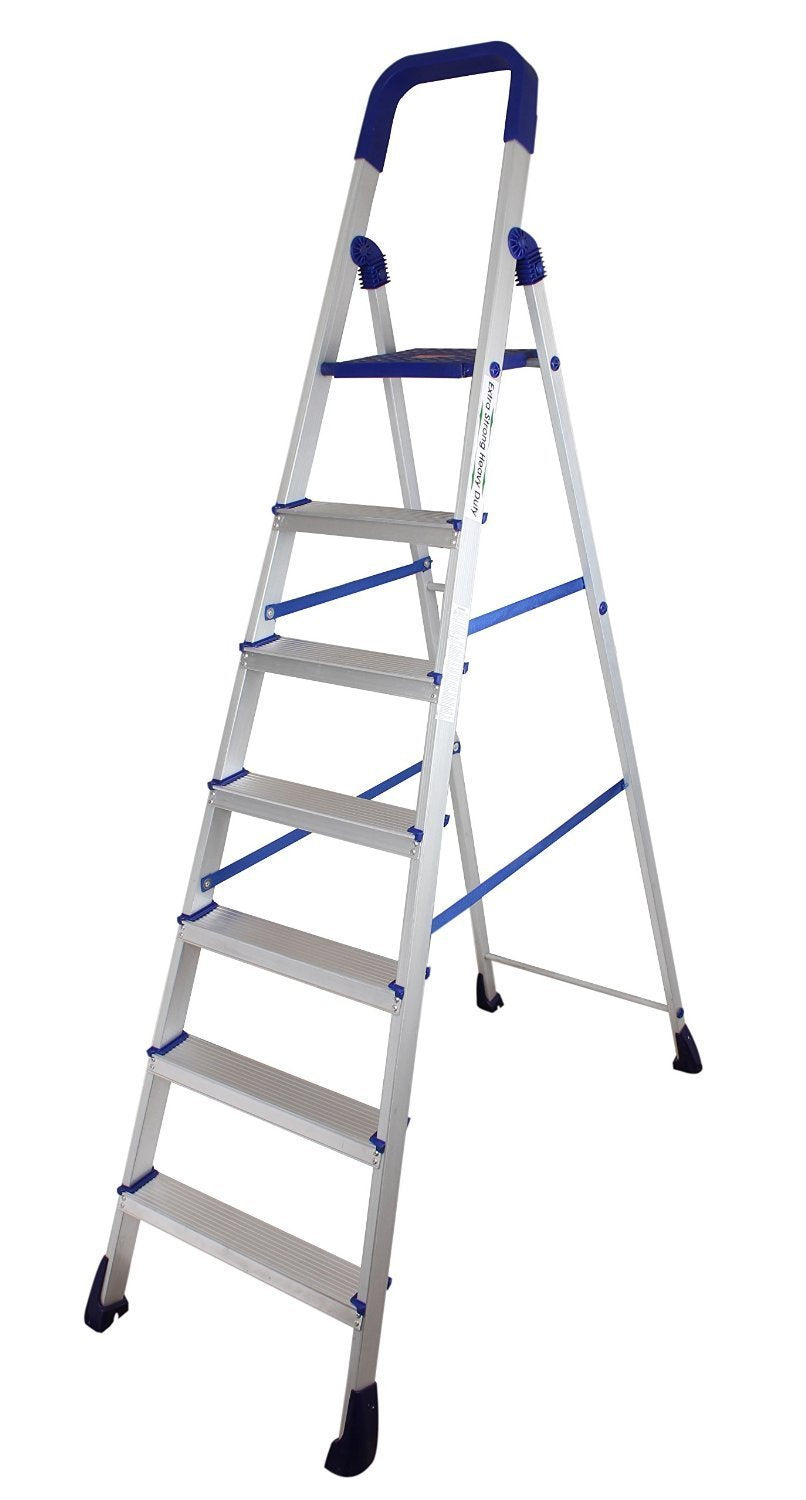 Parasnath Maple 7 Step Light Weight Aluminium Step Ladder Heavy Duty Folding Ladder Made in India