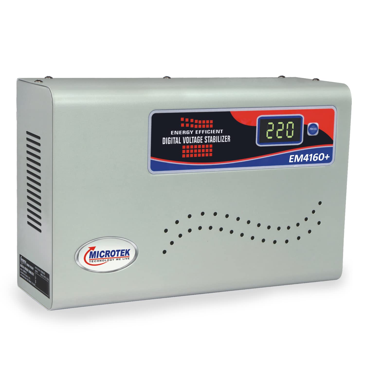 Microtek EM 4160+ Automatic Air Conditioners (A.C.) Voltage Stabilizer Upto 1.5 Ton Working Power 160V-285V(Metalic Grey) with 3 Year Warranty